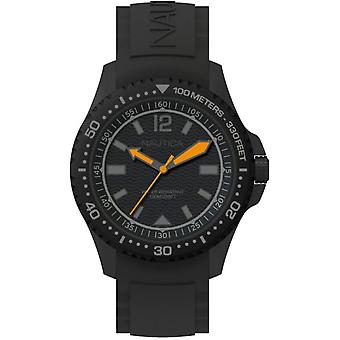 Nautica maui black Japanese Quartz Analog Man Watch with NAPMAU008 Silicone Bracelet