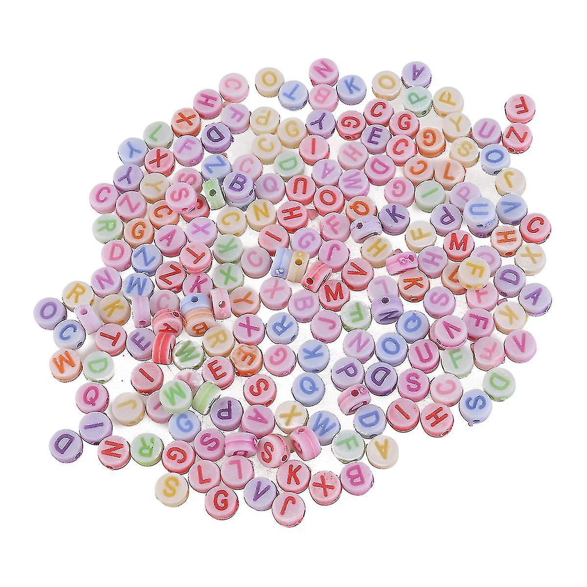 200pcs 7mm Colorful Round Letters Spacers Beads