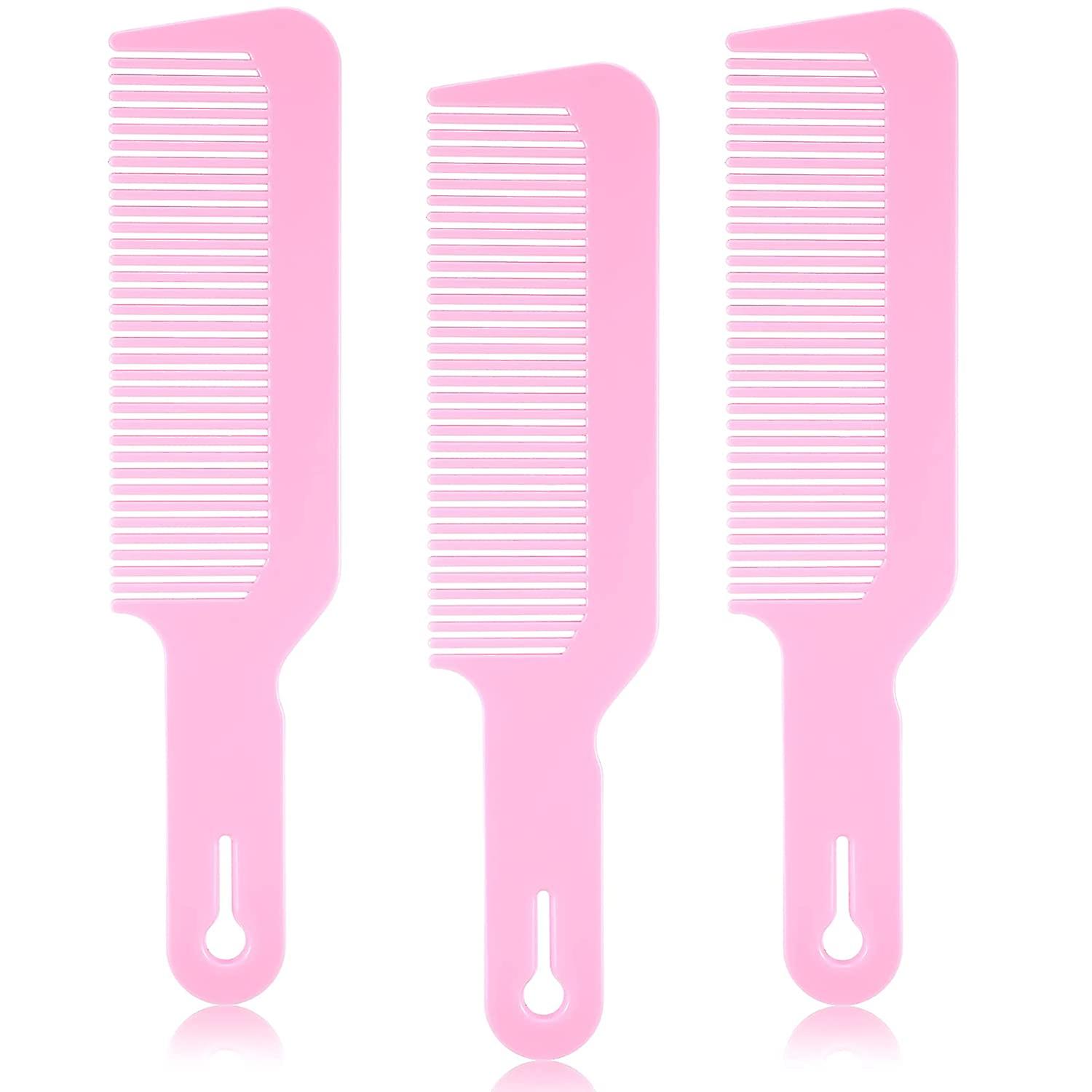 3 Pieces Barber Combs Clipper Combs Flat Top Clipper Combs Hair Cutting Combs for Clipper-cuts and Flattops (Pink)