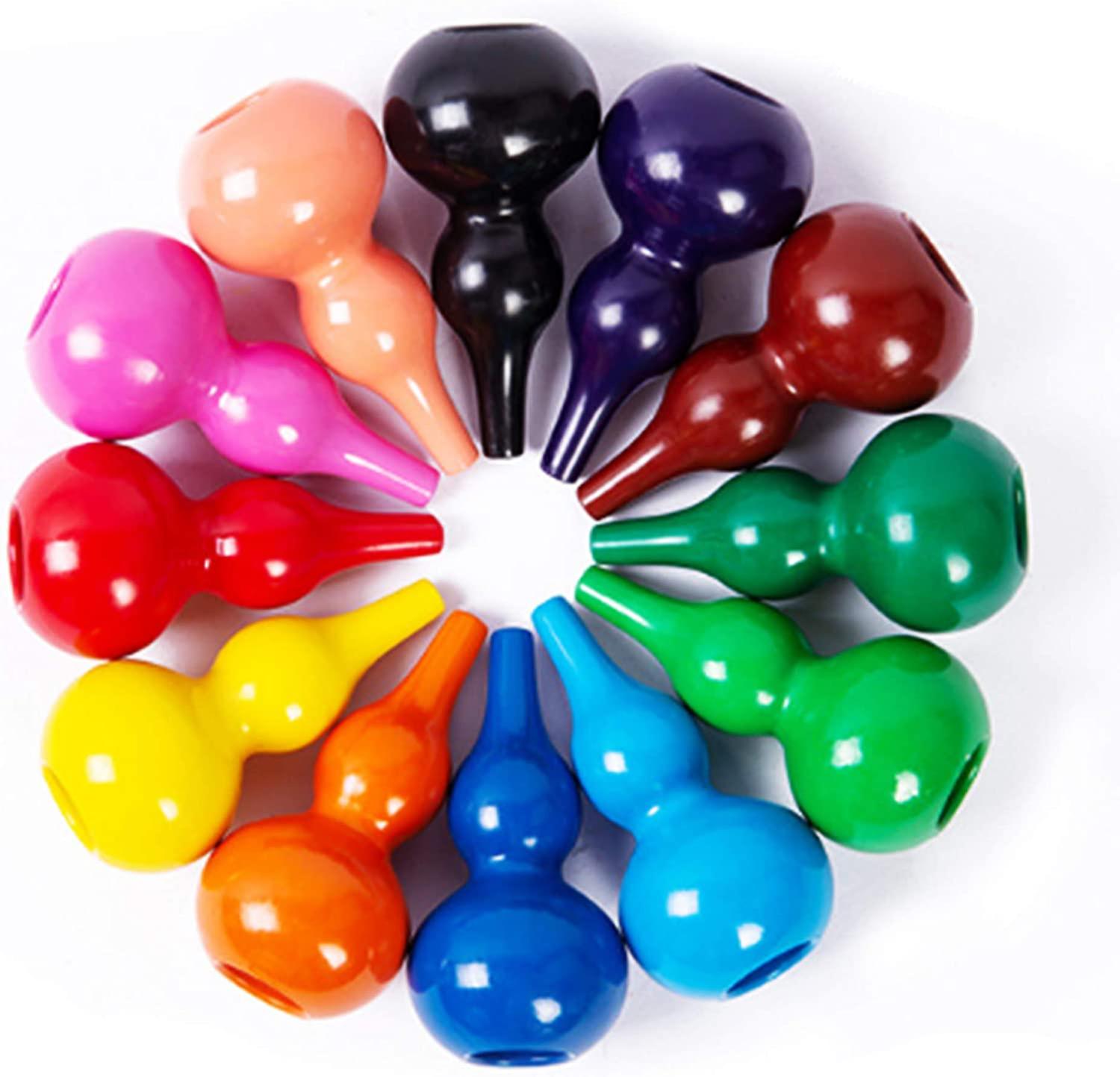 幼儿蜡笔，无毒婴儿可洗蜡笔可堆叠玩具，适合绘画和绘画（12 种颜色葫芦）