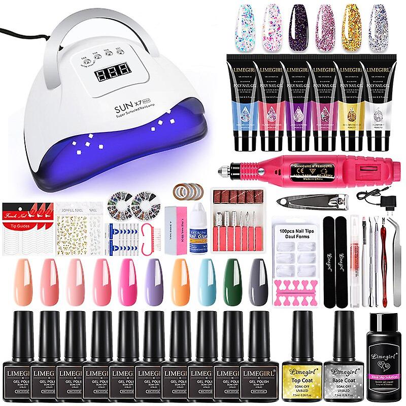 Poly Nail Gel Set For Nail Extensions Gel Nail Polish Set With Led Nail Dryer Manicure Set Kit
