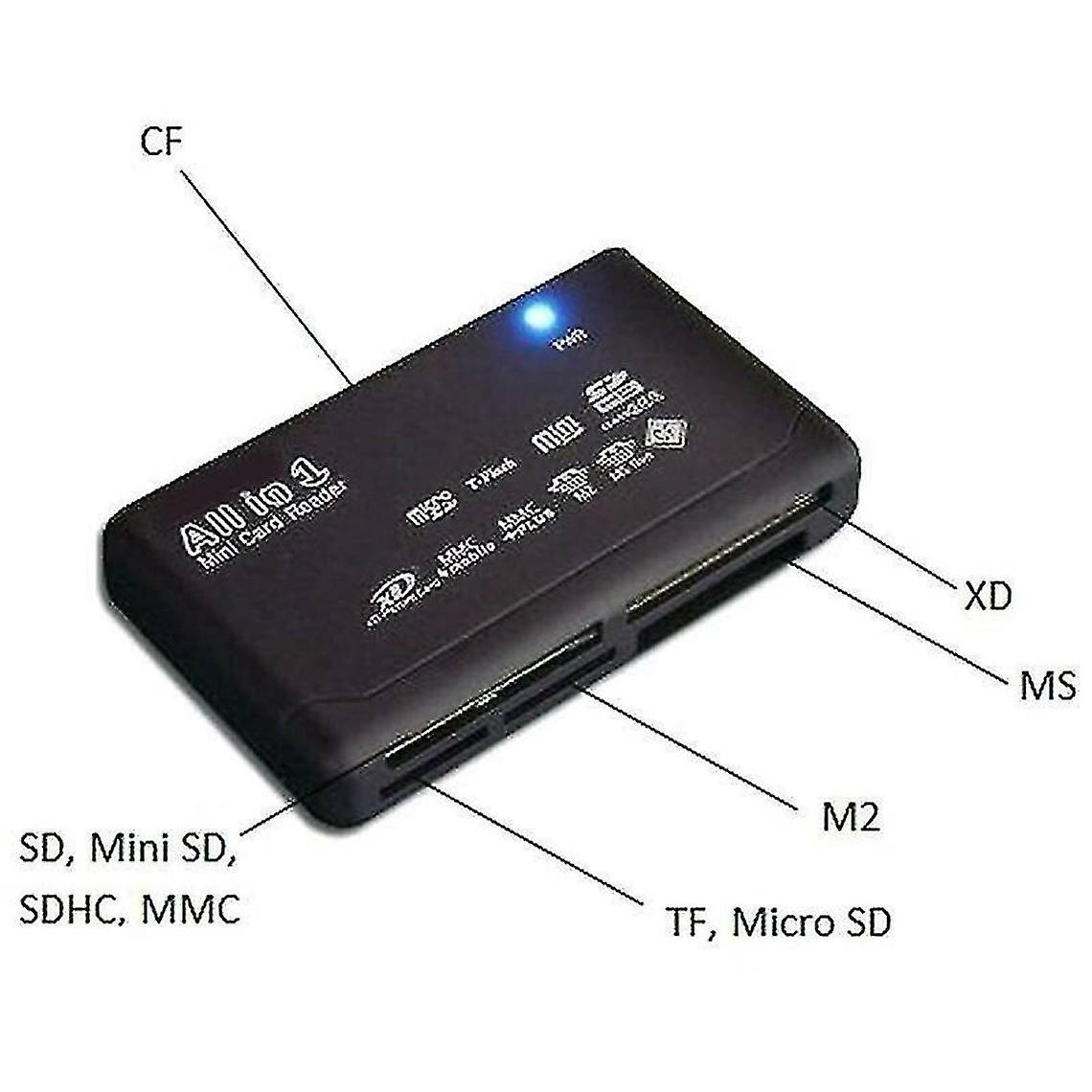 All In 1 External Usb Memory Card Reader Sd Sdhc Mini Micro M2 Mmc Cf Xd Ms