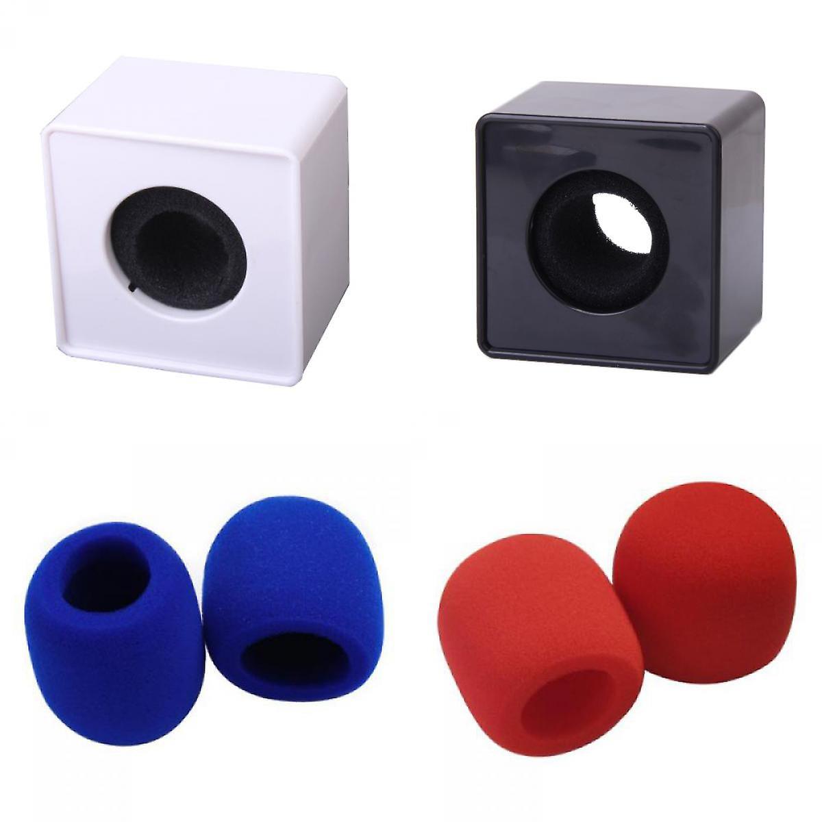 2x Mic Interview ABS Flag Station+ 2 Pairs Foam Microphone Covers