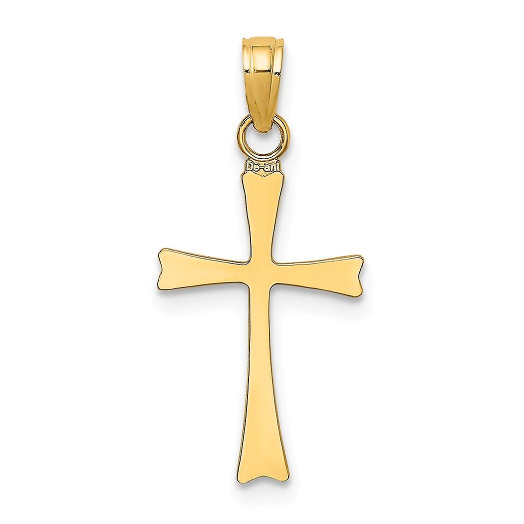 12mm 14-karatowy złoty krzyż wiary religijnej wysoki połysk wisiorek naszyjnik dla kobiet