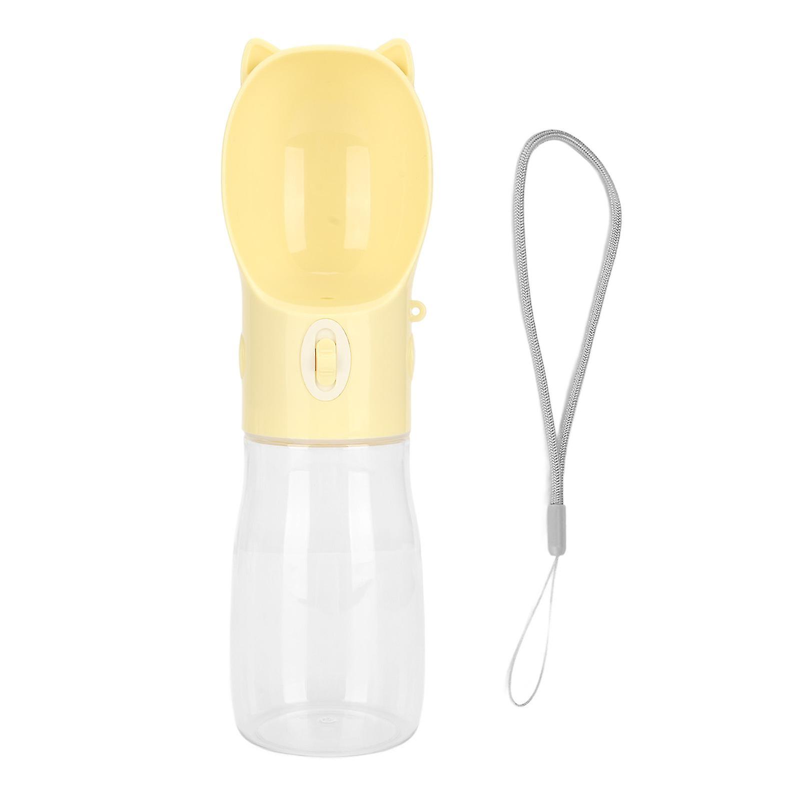 Portable Leak-Proof Dog Water Bottle Dishwasher Safe for Cat Puppy Rabbit 380ml Yellow Size S