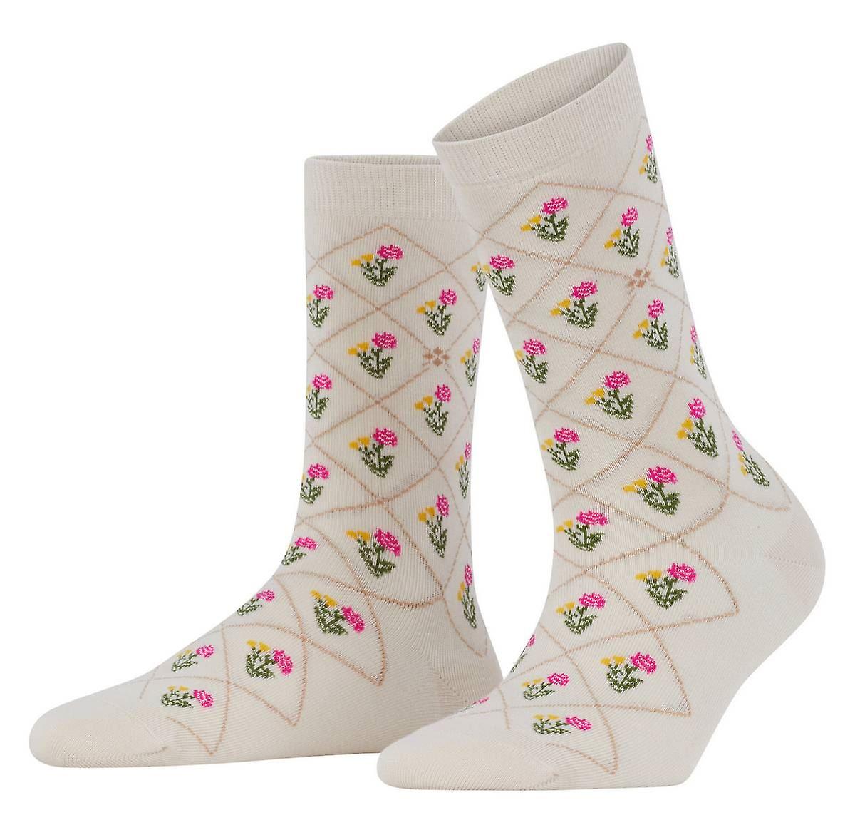 Burlington Flower Socks - Gravel Beige