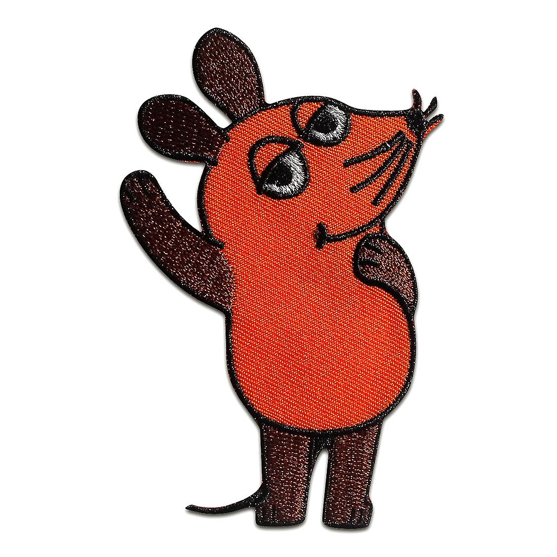 Patch / Iron-on Patch Mouse Shipment with the Mouse Kids orange 9x5,5cm Patch