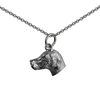 Silver 12x19mm Dog Head Pendant with a rolo Chain 24 inches