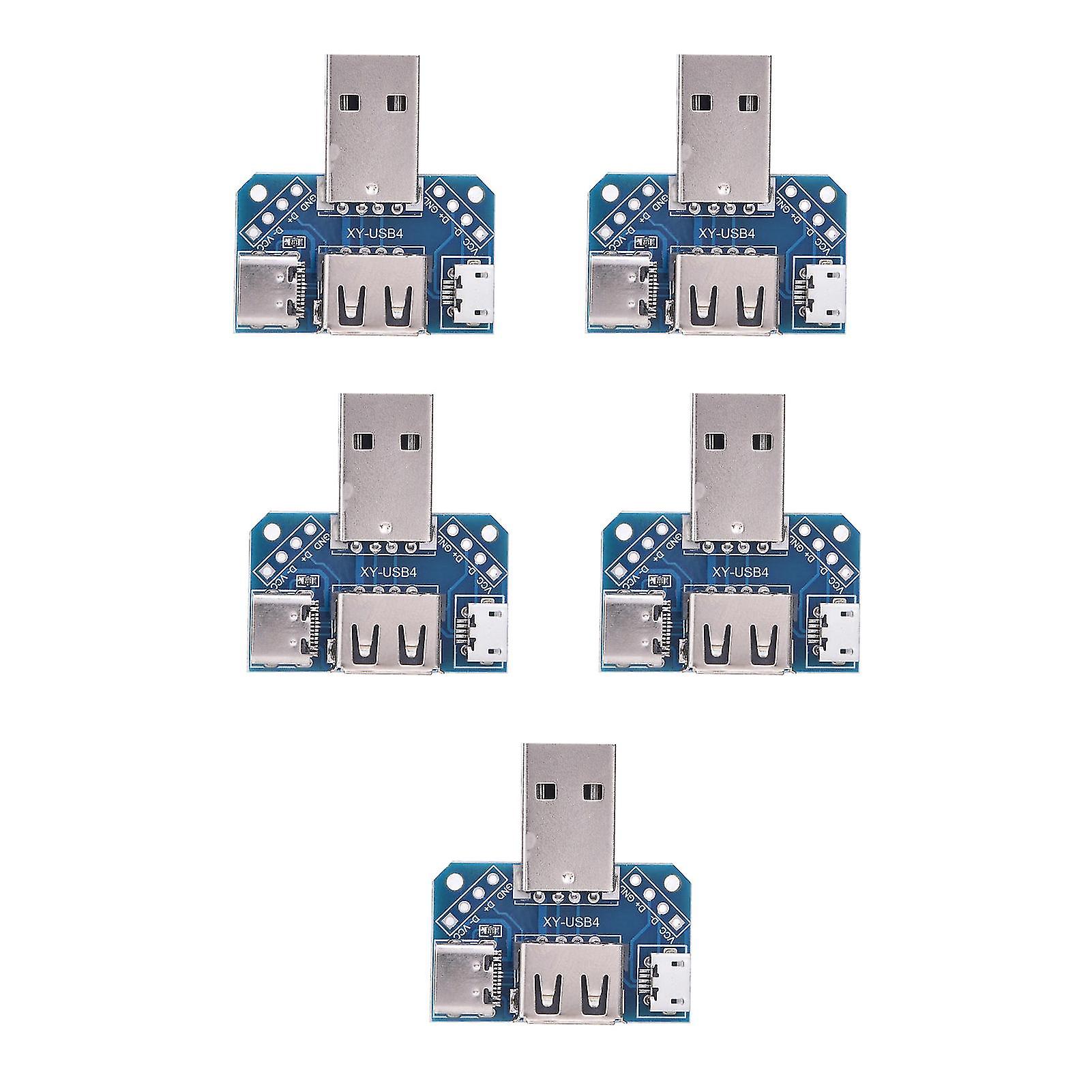 Ouitble USB Adapter Module USB Adapter Plate Male USB to Female TypeC 4P 2.54mm Transfer Board 5 Pcs