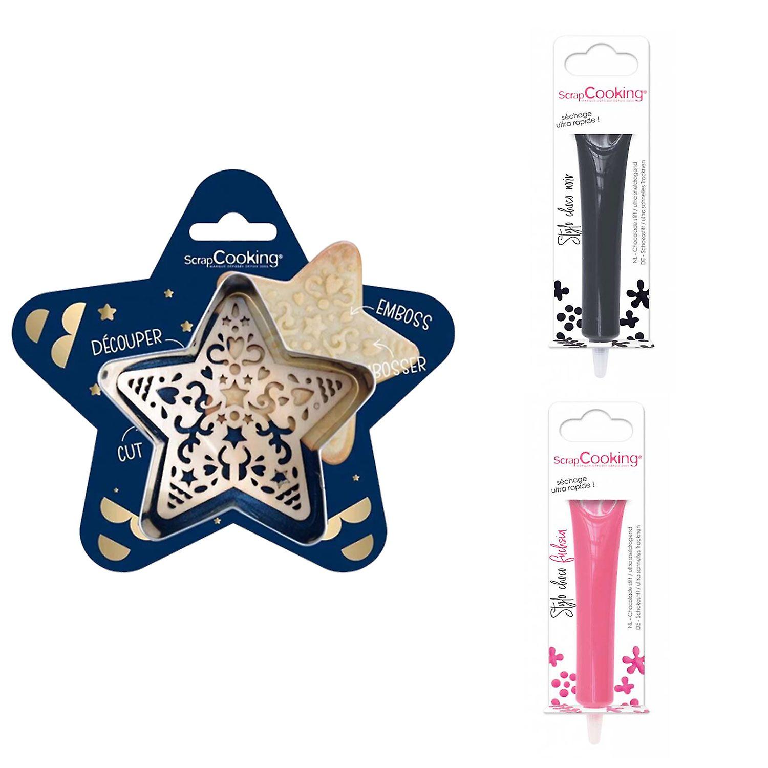 Star Relief Cookie Kit + 2 Dark & Fuchsia Chocolate Pens