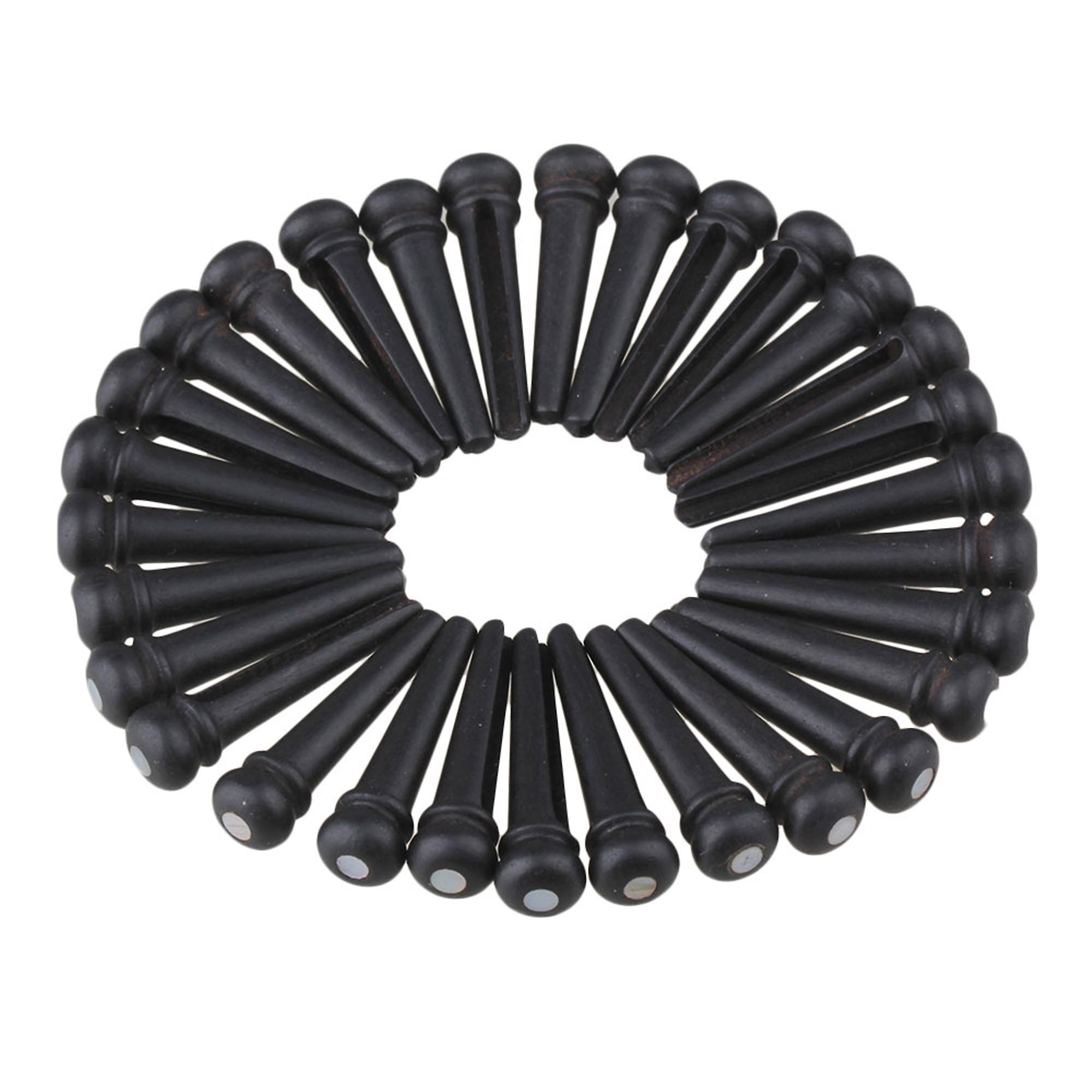 30pcs Black Ebony Bridge Pins Nut With White Shell Dot for Acoustic Guitar