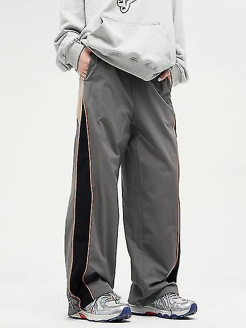 מכנסי מטען וינטאג 'גברים היפ הופ בגדי רחוב פסים רגליים רחבות רצים מכנסי טרנינג אוברסייז שנות ה -90 מסלול רטרו מכנסיים