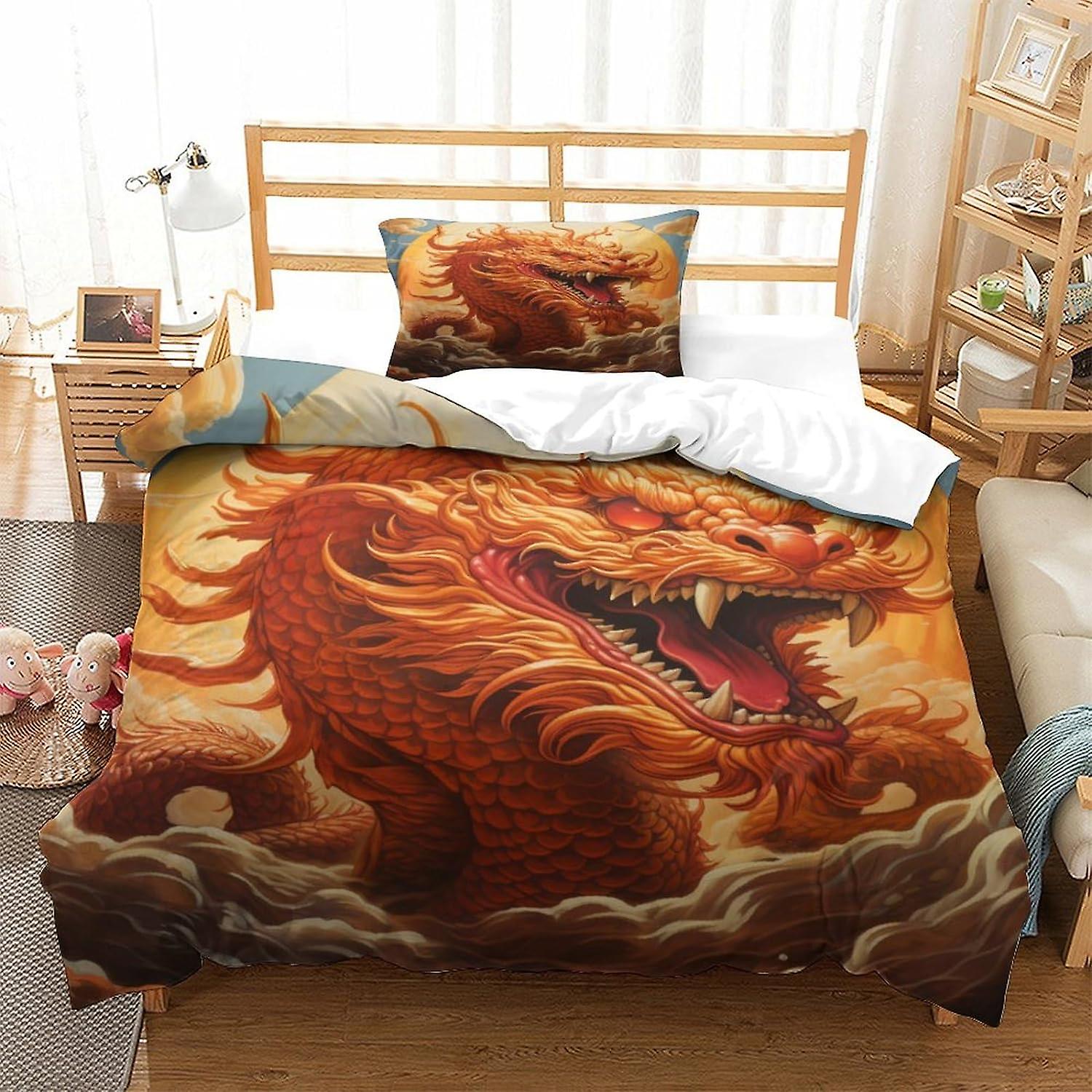PGtaa Chinese Dragon Teens Påslakan Modern Täcke Täcke För Barn Påslakan Set Sängkläder Set Andningsbart 2-delat set Mjuk mikrofiber med dragkedja