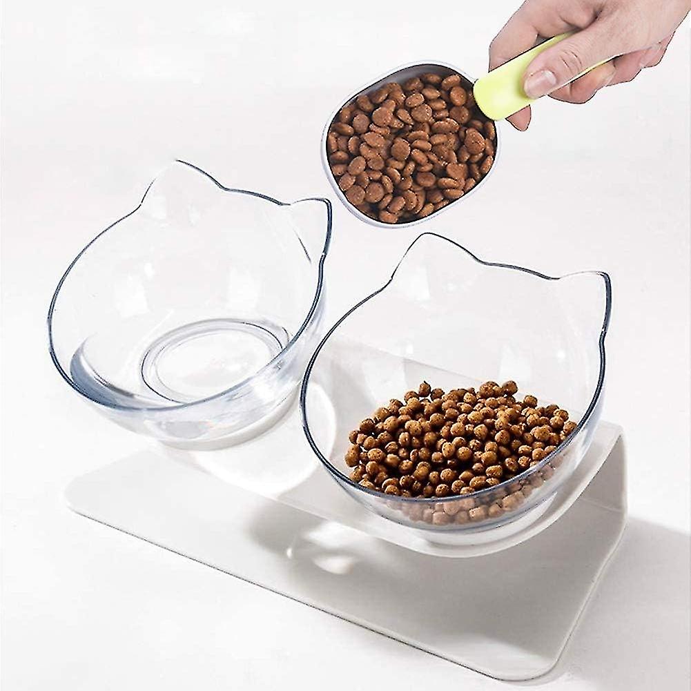 Heightened cat bowl double layer with bracket tilt