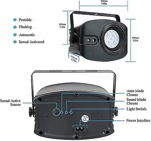 Binfu Dj Lights Sound Activated, Rave Party Disco Lamp z 48 wzorami Efekt stroboskopu, Led Laser Show Projector dla Ktv, Club