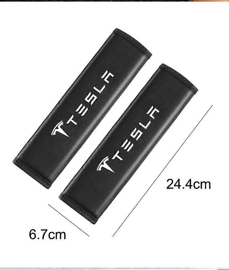 2pcs Car Seat Belt Cover Leather Shoulder Pad Accessories For Tesla Model 3 Model S Model X Model Y Roadster