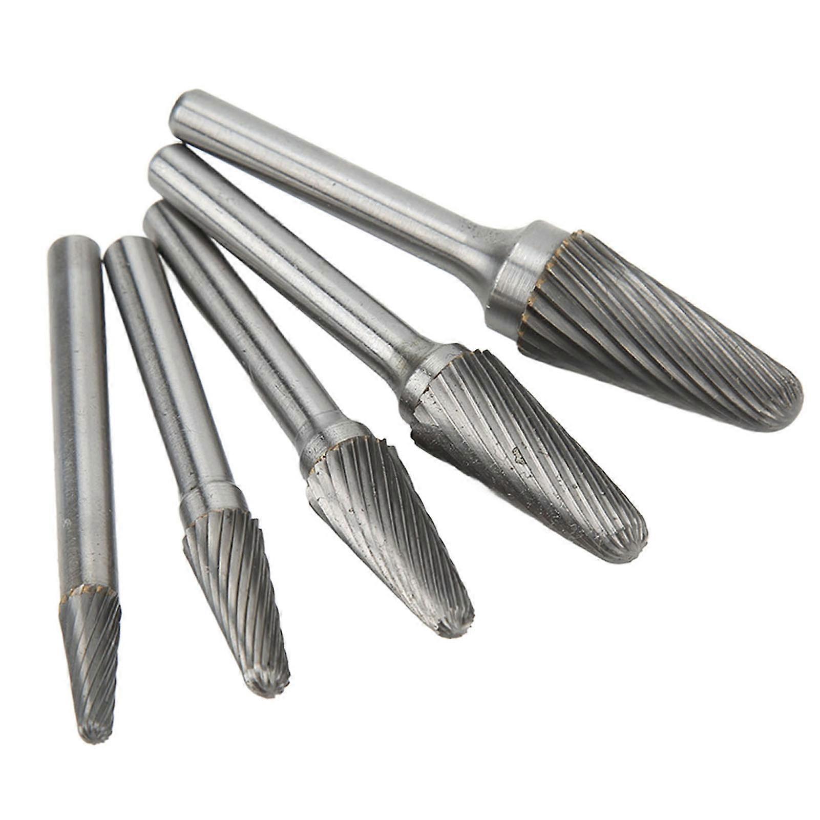 Carbide Burrs Set Single Cut Rotary Files Bits 6mm Shank for Metalwork Wood Carving Surface Cleaning E2U911