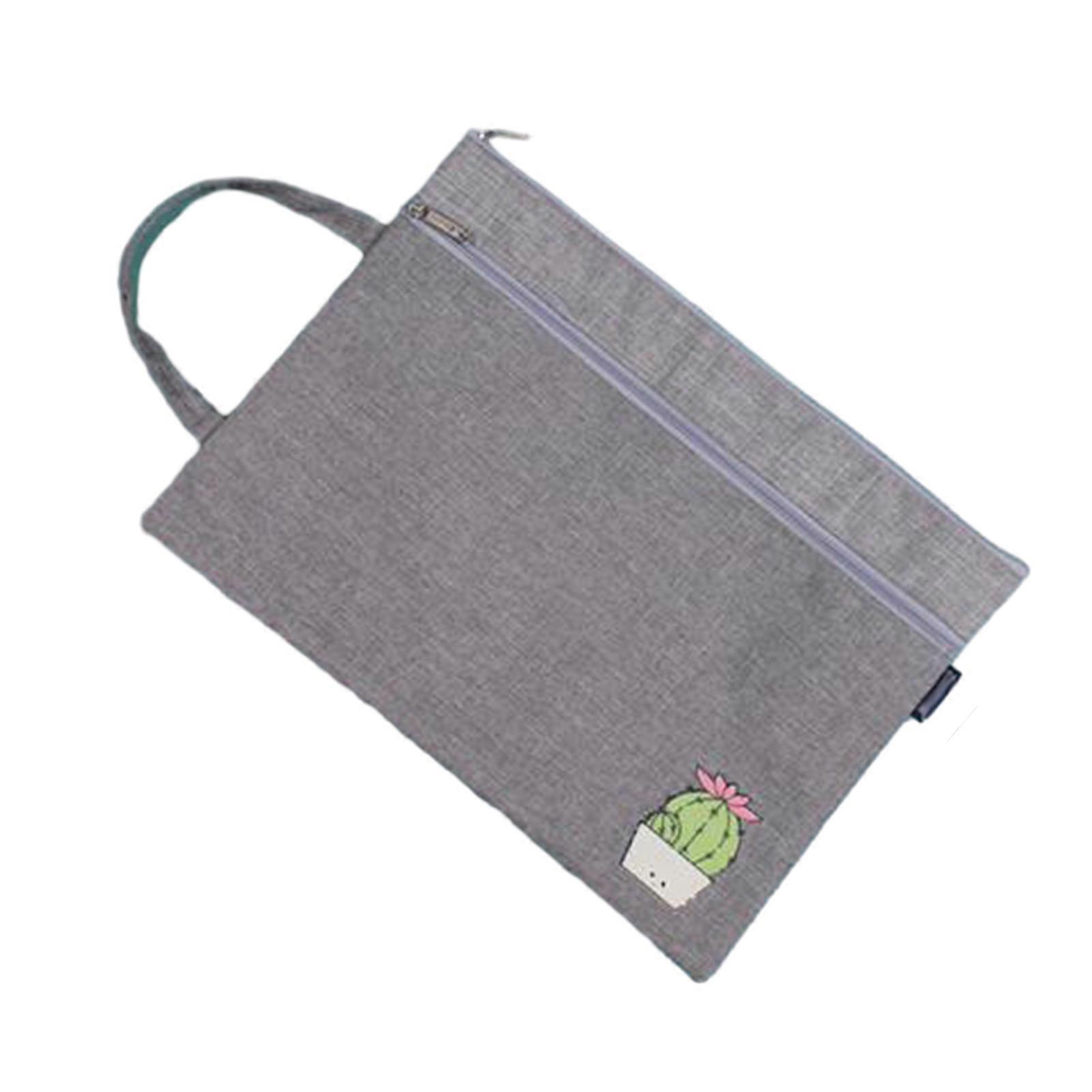 Multi-layer File Bag Cartoon Portable A4 Document Holder with Smooth Zipper File Holder for Business School