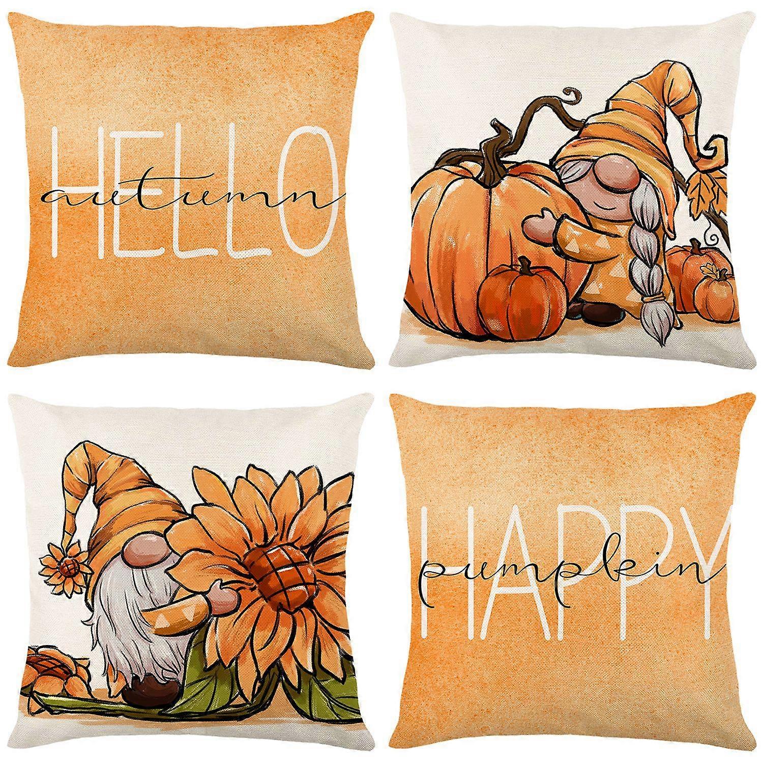 4-حزمة وسائد الخريف اليقطين الوسائد