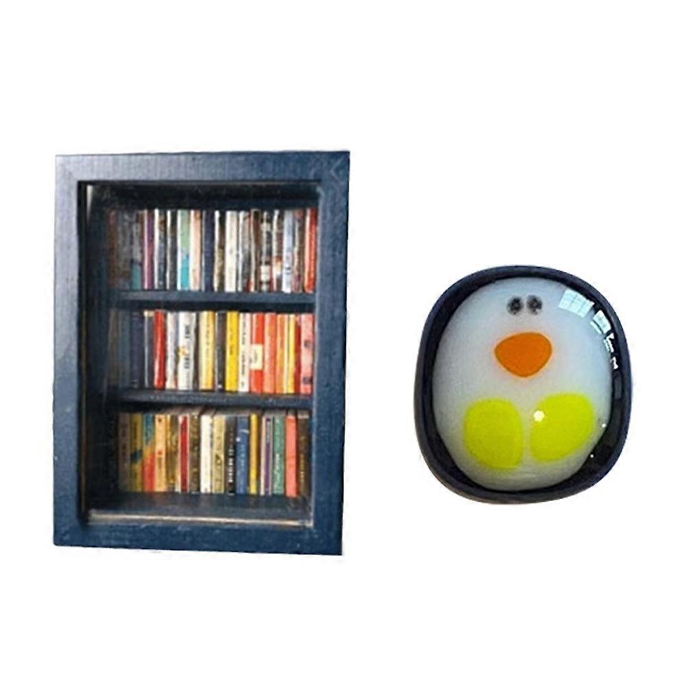 ミニチュア本棚ポケット不安本棚木製小型本ライブラリストレスリリーフ本棚卓上