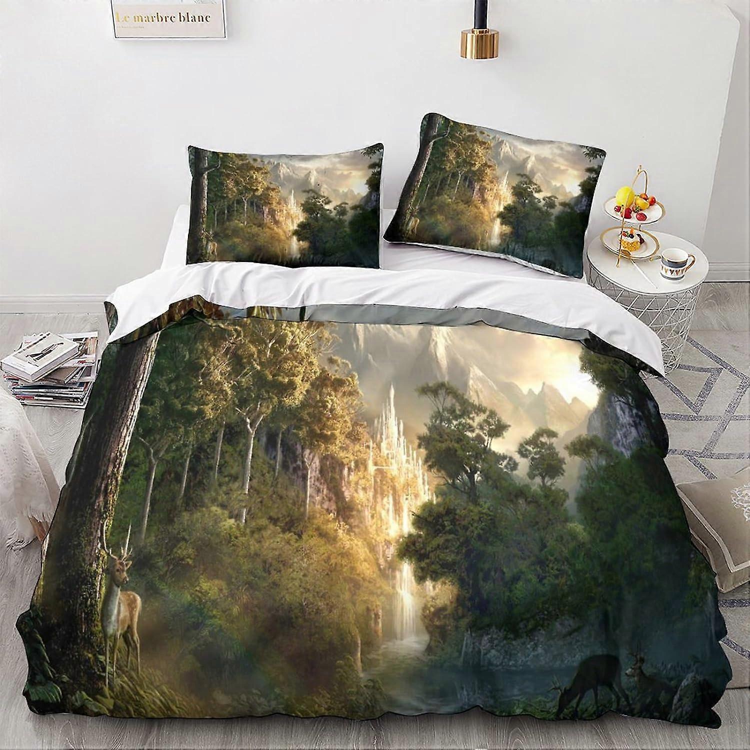 غطاء لحاف ستوكات سحري للمناظر الطبيعية ، للبالغين والأطفال أغطية السرير المناظر الطبيعية غطاء لحاف مطبوع مجموعة غطاء وسادة D طقم مفروشات 135 * 200 سم