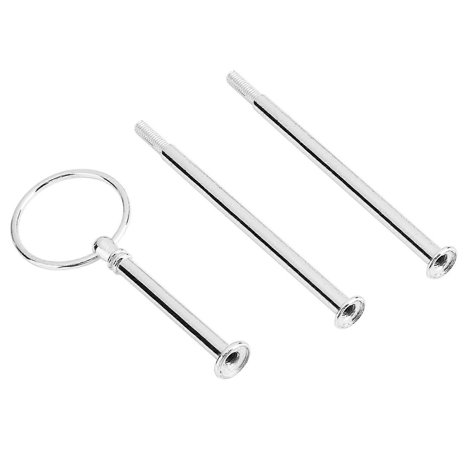 Cake Plate Stand Handle, Cake Holder Handle Multi-Tiers Cake Tray Stand Handle Fruit Plate Hardware Fitting Holder(圆形三层 银色)