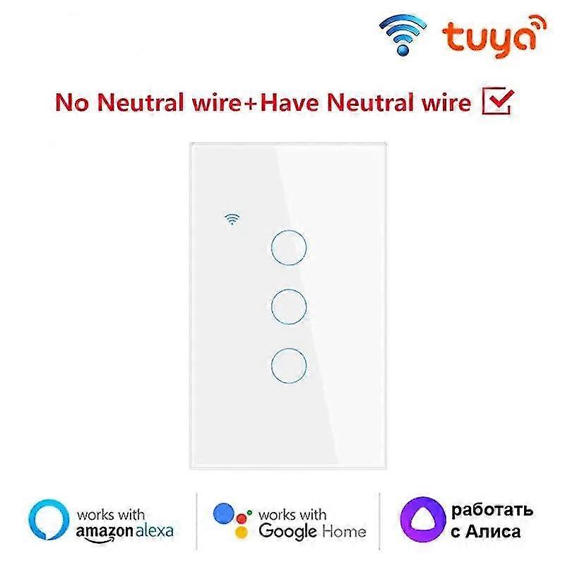 Aubess Wifi Us Smart Light Switch Wireless Smart Switch Touch Sensor Panel Tuya Smart