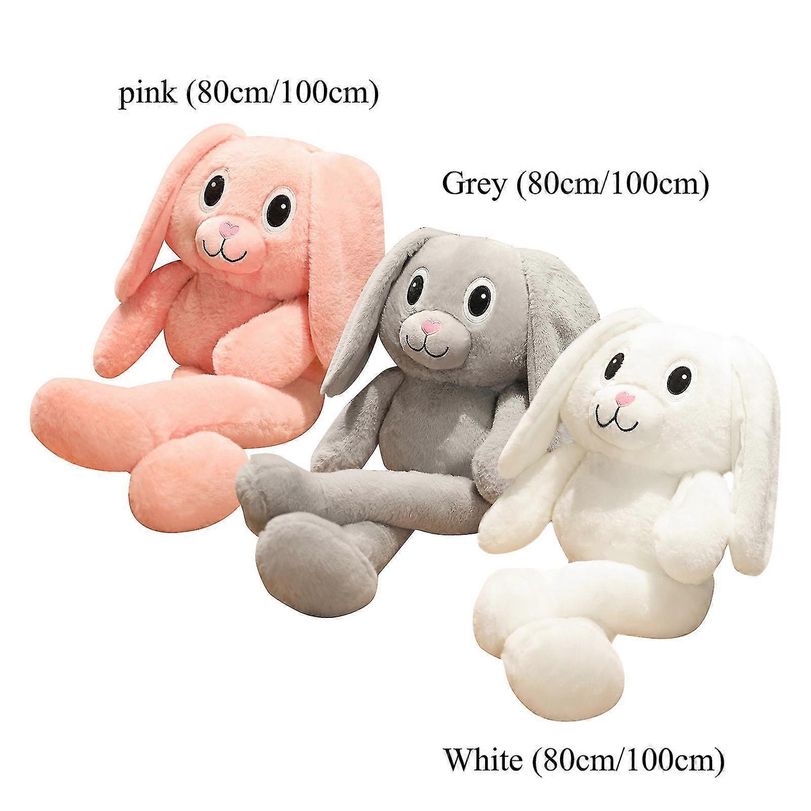 Rabbit Ear Retractable Bunny Soft Plush Toy Animal Baby Kids Gift Doll