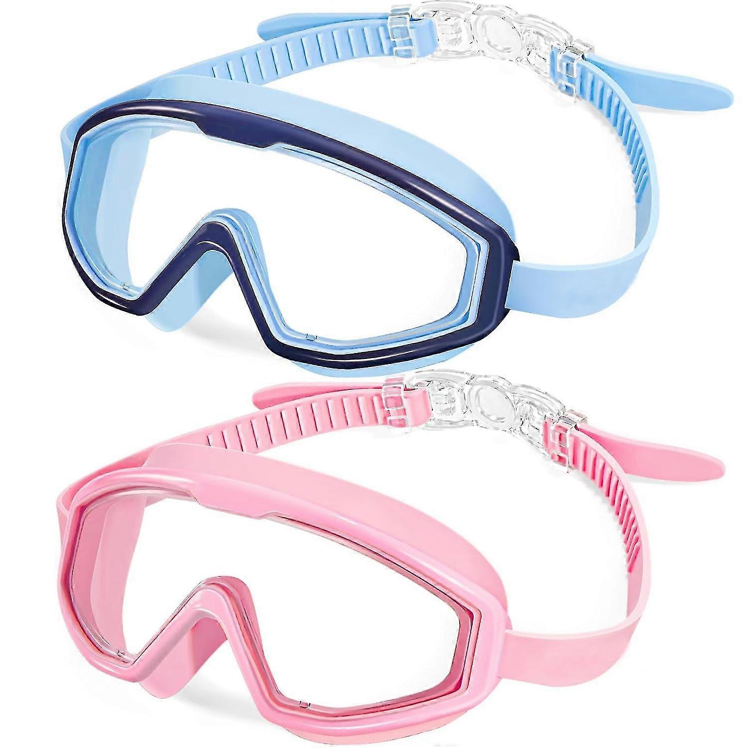 2PCS Goggles for Kids Toddler 3-15, Anti Fog No Leak Clear Swim Goggles for Boys Girls Pool Beach Swimming -GSL