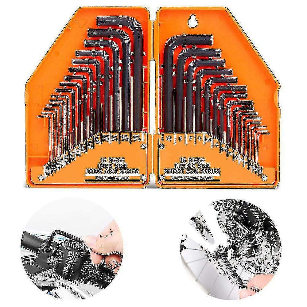 Hex Key Set, Allen Wrench Set Inch/metric 30-piece Mm(0.7mm-10mm) Sae(0.028"-3/8) - B Free Shipping