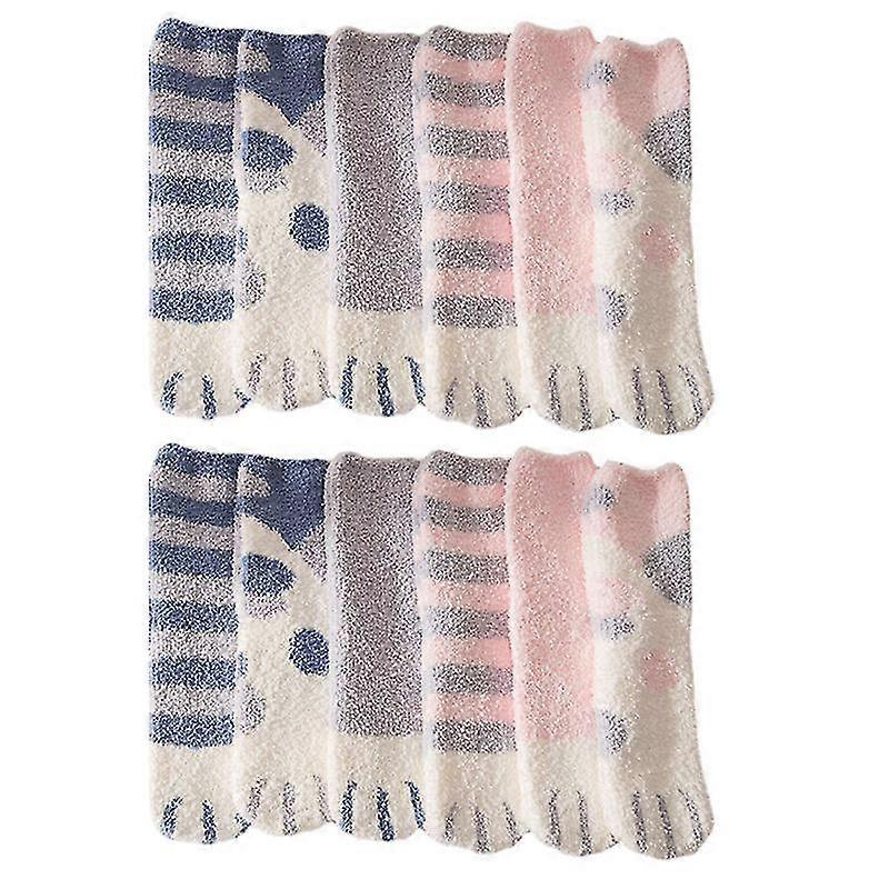 6 pairs lovely coral fleece socks delicate plush socks plush floor socks