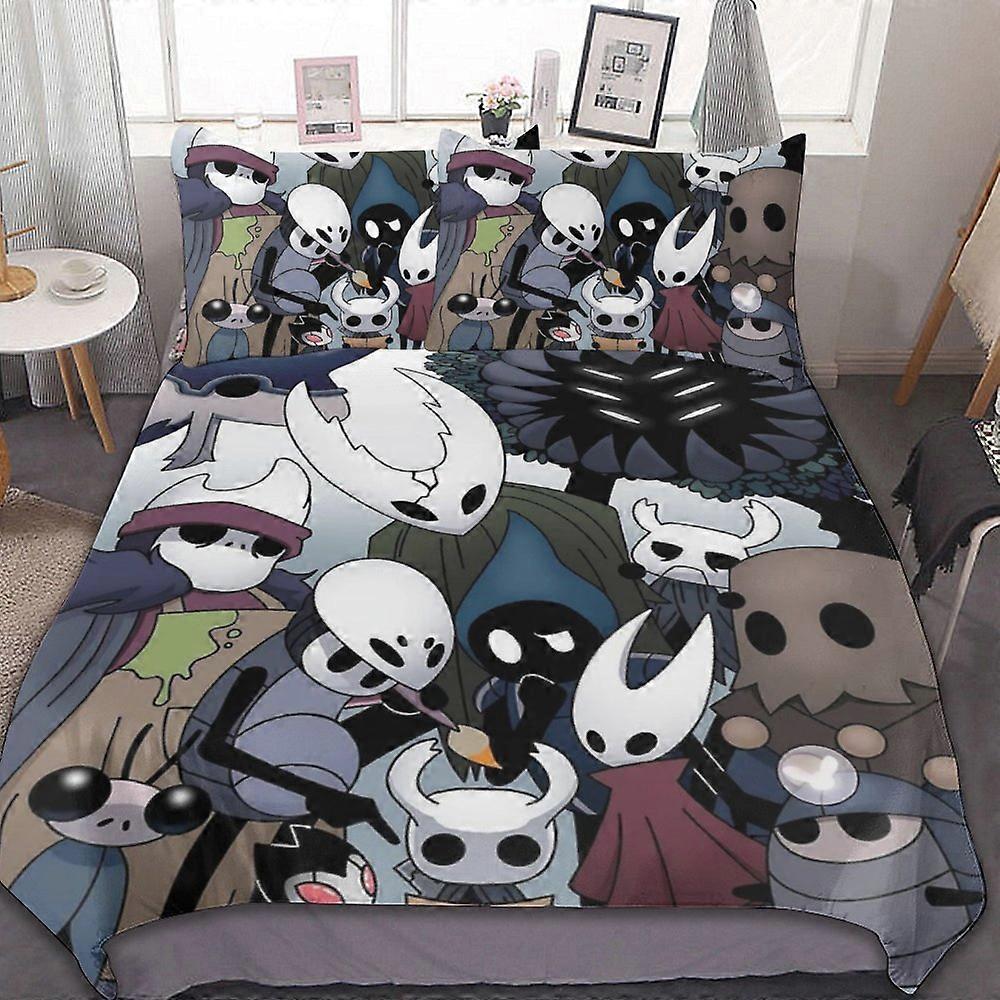v49 Hollow Knight Conjunto de Cama de 3 Peças Conjunto de Capa de Edredom Macio Quente e Confortável Conjunto de Cama com 1 Capa de Edredom e 2 Fronhas para Quarto ol49