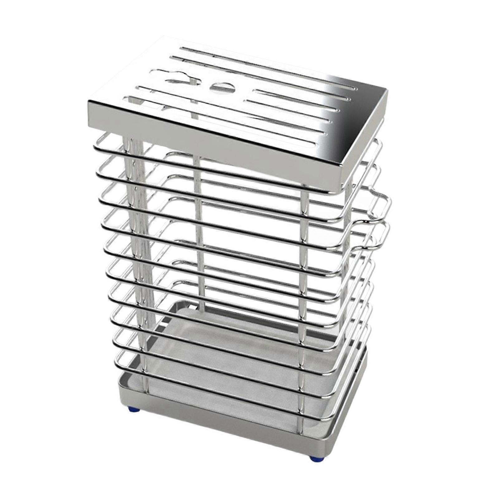 Stainless Steel Universal Cutter Holder Block Drainage Design Ventilated Non-Slip Reliable Kitchen Organizer for Countertop Home Restaurant