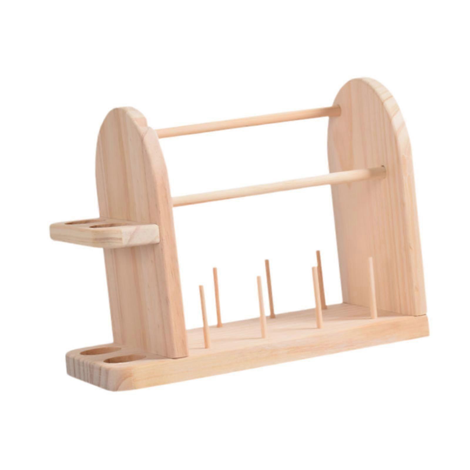 Wooden Yarn Holder Storage Horizontal Thread Spool Storage Rack for Knitting