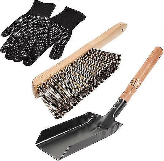 暖炉スコップ暖炉ブラシセットシャベル暖炉ブラシシリコン手袋暖炉ツール暖炉クリーニングセット