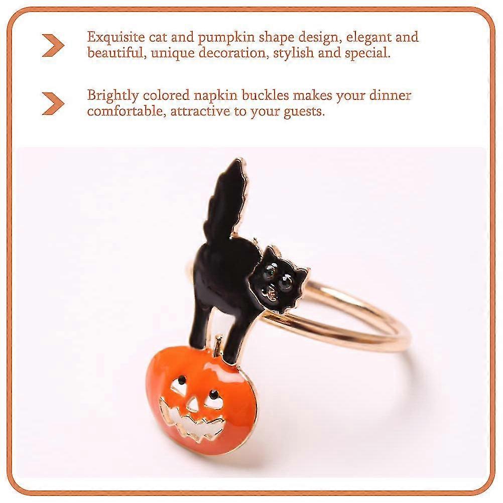 6 pezzi regali neri cena tovagliolo anello Halloween portatovagliolo Festival fibbie per tovaglioli Anelli di tovagliolo di zucca Anelli di tovagliolo di Halloween Anelli di tovagliolo