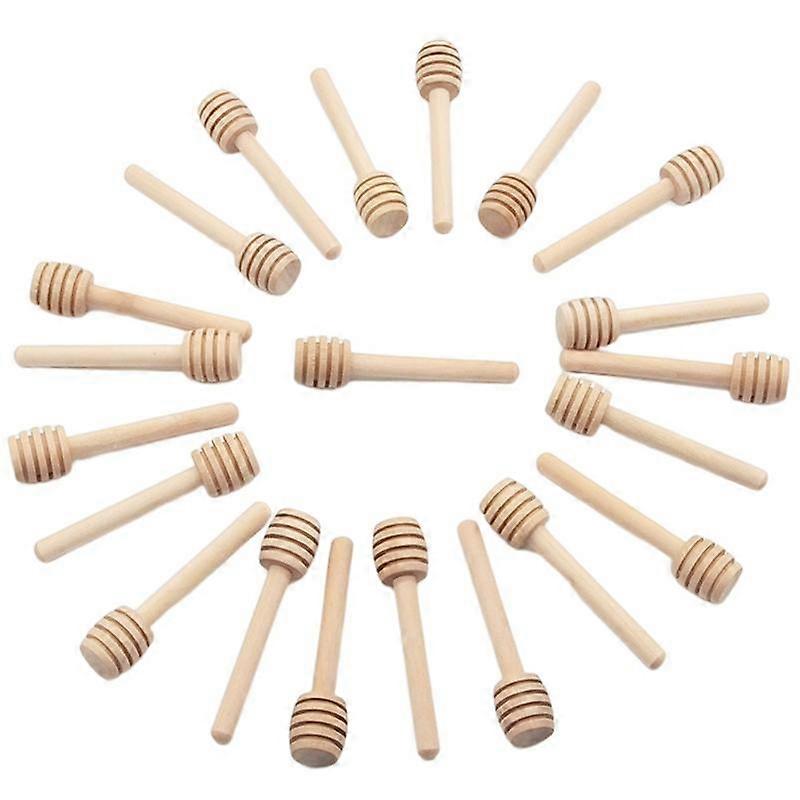 25Pcs Long Handle Wood Honey Spoons Mixing Sticks Dipper Honey Extractor for Jar Coffee Milk Tea Su