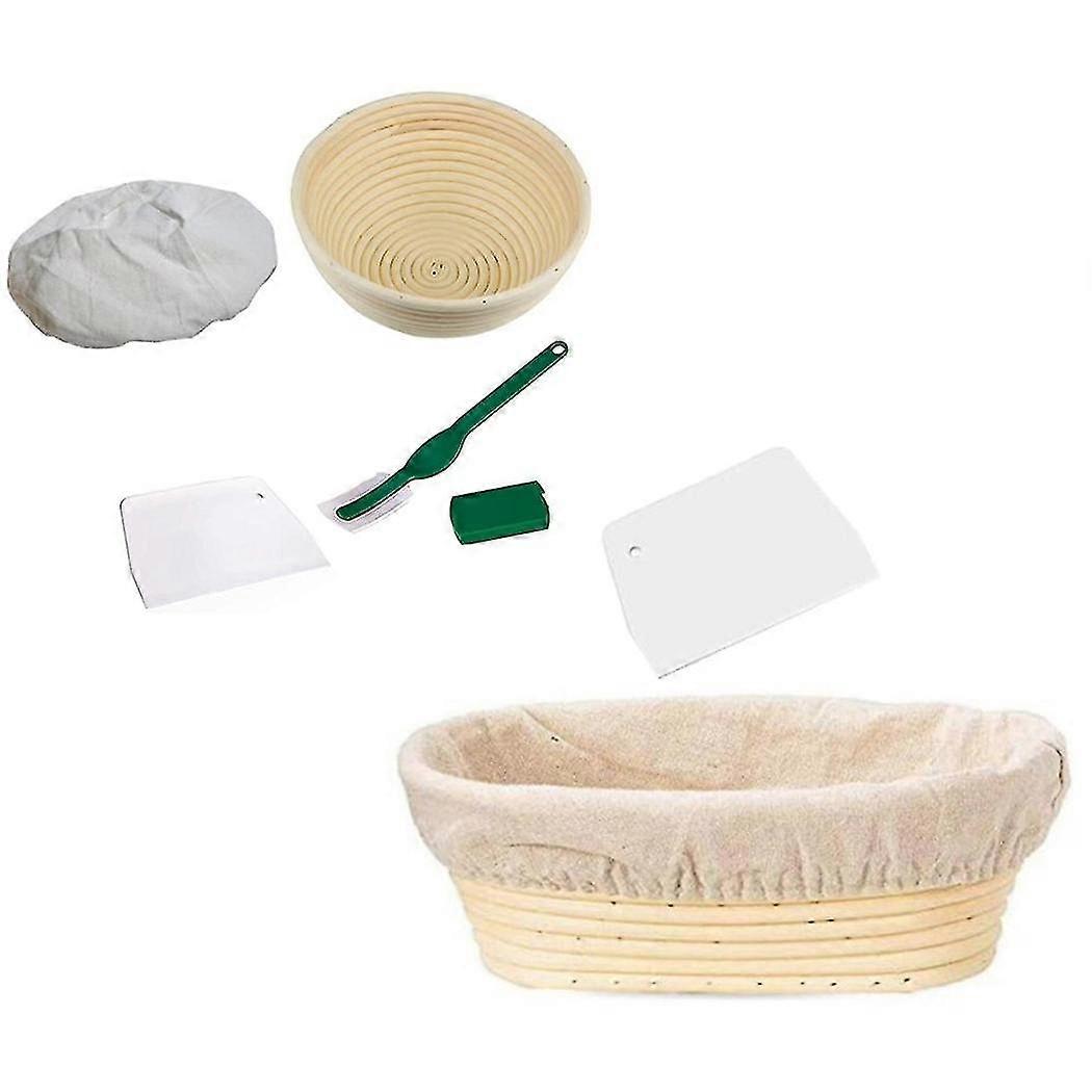 2 Set Bread Proofing Basket Set Sourdough Entry Basket Dough Scraper For Dough Shape Baked Bread 10