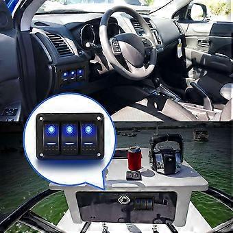 3 Gang Aluminum Panel Toggle Dash 5 Pin ON/Off Pre-Wired Rocker Switch ...