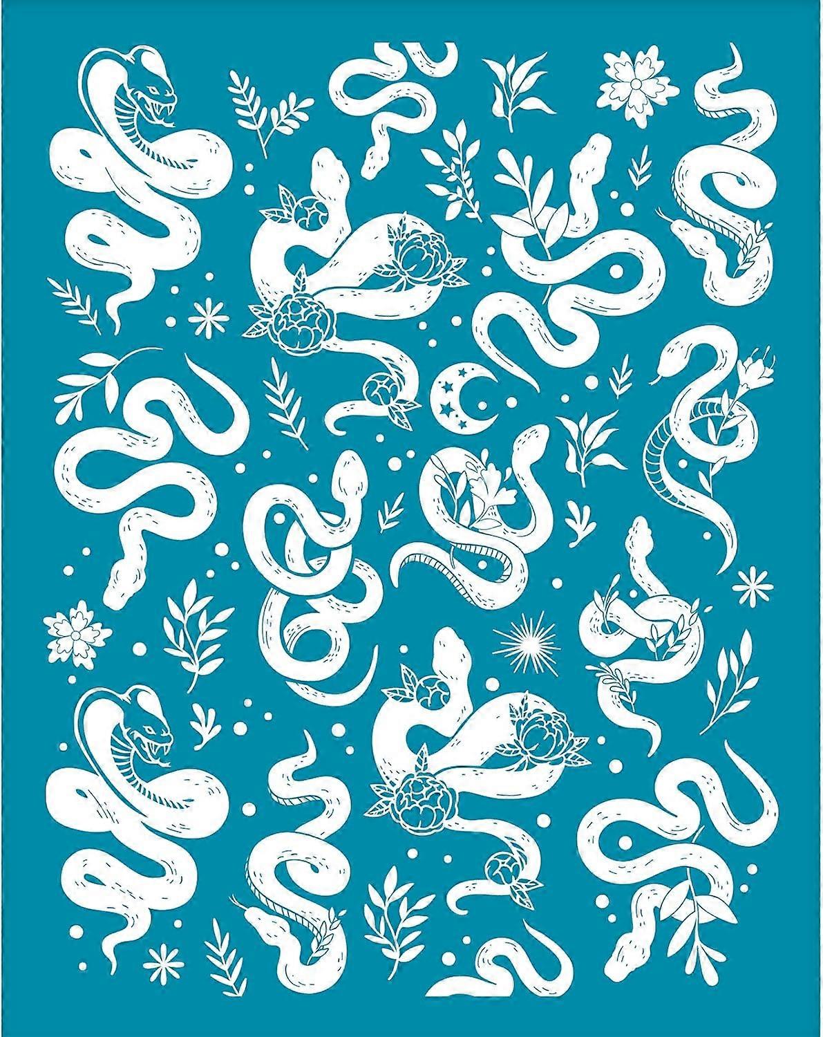 4x5 Inch Clay Stencils Snake Pattern Silk Screen for Polymer Clay Moon Silk Screen Stencils Stars Mesh Transfer Stencils Floral Mesh Stencil for Polym