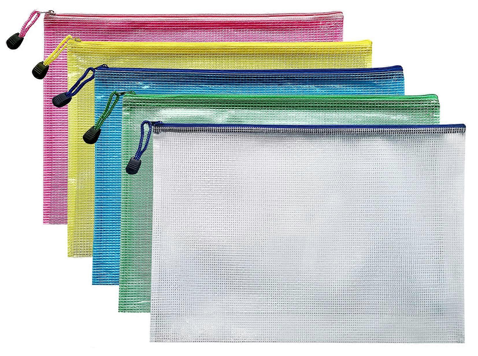 A4 Document Folder File Zipper Bags Plastic Wallets Folder Extra Thick 5PCS (A4 Zip Bag)