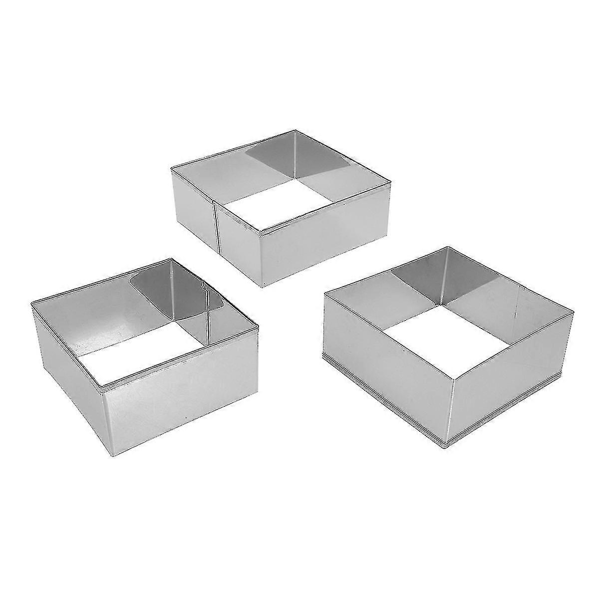 3pcsステンレス鋼の正方形のカッターのDIY生地フォンダンのペストリーベーキングツールビスケットカッタークッキー金型DIY用
