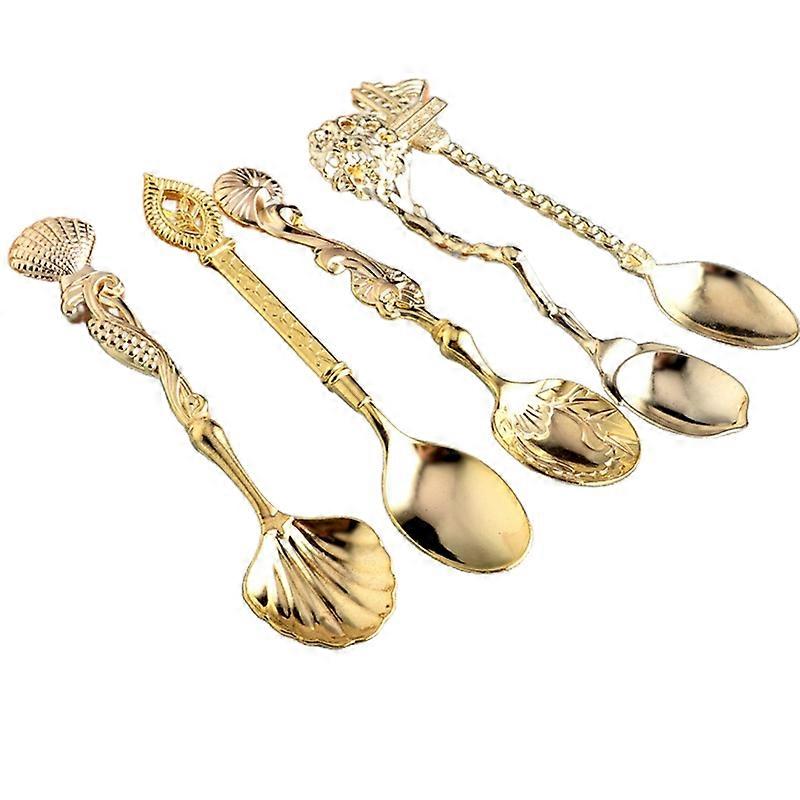 5Pcs/Set Coffee Scoop Antique Graceful Shape Alloy Royal Style Table Spoon for Home KAESI KAESI