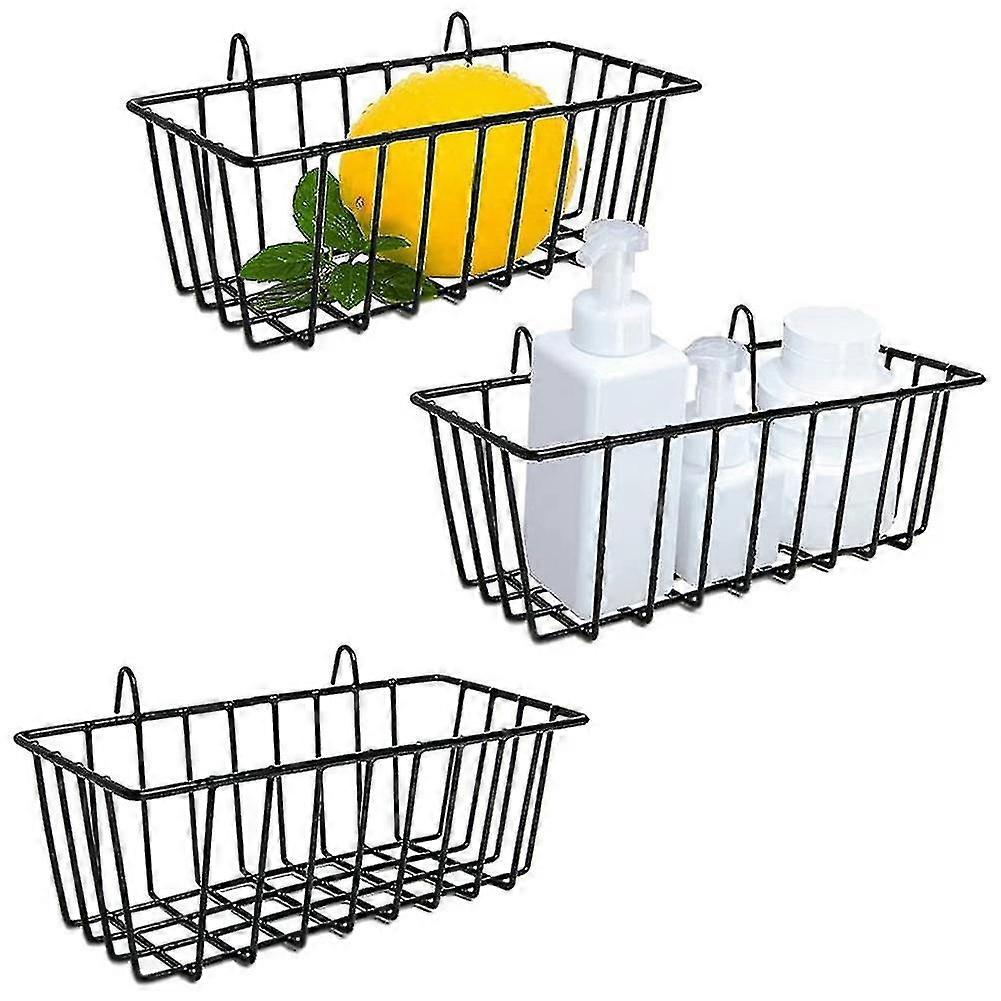 3 Pcs Wall Grid Panel Wire Basket,compatible With Cabinet & Pantry Organization