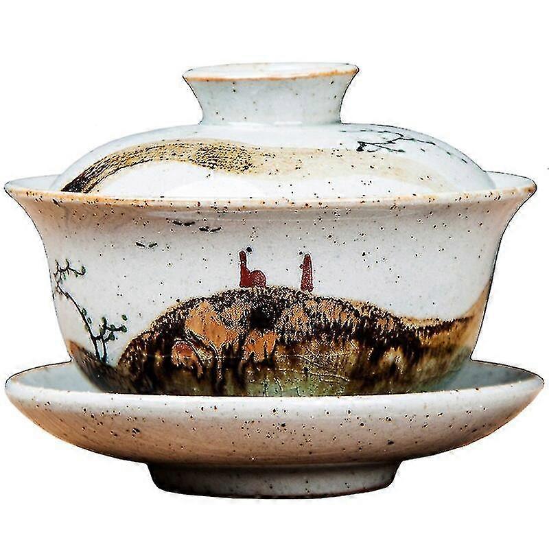Hand Painted Kiln Change Gaiwan For Tea Red In Glazed Pottery Tureen ...