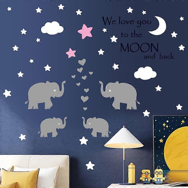 Cartoon Wall Sticker Elephant Rainbow