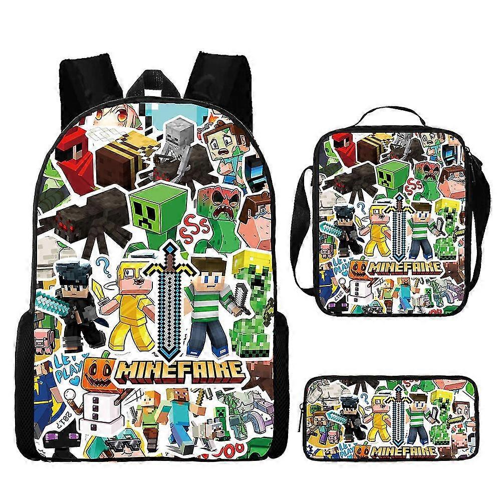 Minecraft Primary And Secondary School Schoolbags Minecraft Game Peripheral Backpack Three-piece Set high quality