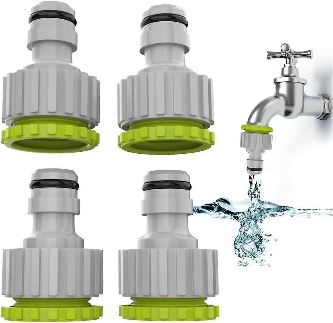 2-in-1 Faucet Fitting-4 Pack, 1/2 and 3/4 Garden Faucet Connector Faucet Fitting, Hose Fitting Set for Garden Irrigation