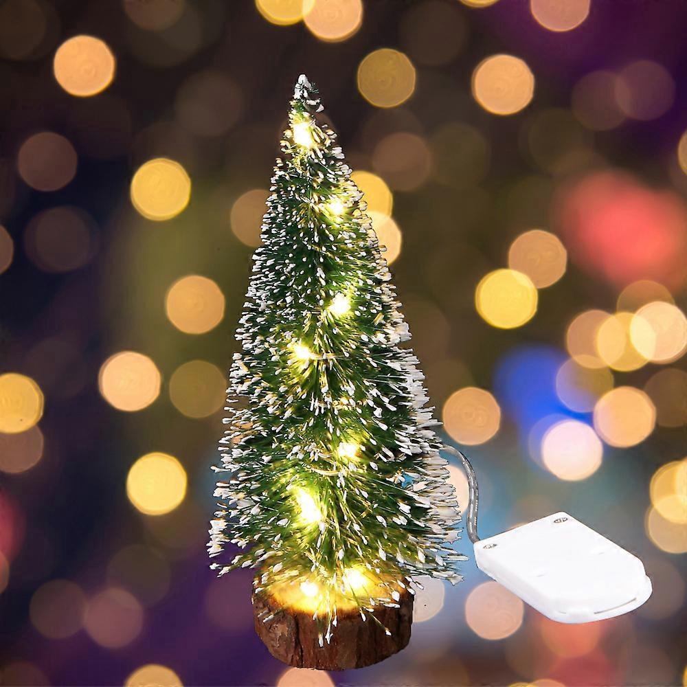 Mini Cedar Christmas Tree Pine Tree Xmas Decor Ornament with LED Light