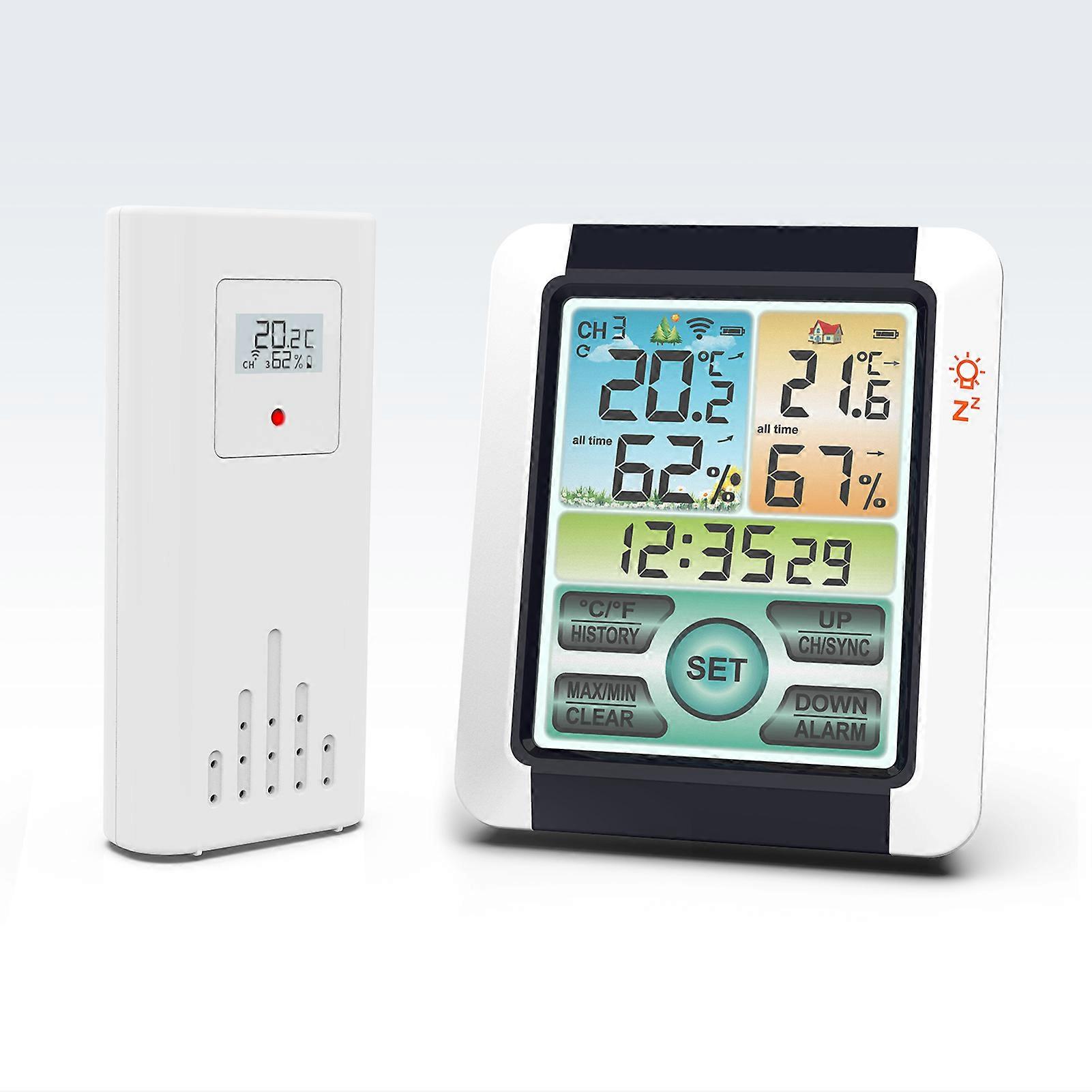 Indoor/Outdoor LCD Wireless Digital Thermometer Multifunction Temperature Humidity Meter   Switch History Data Viewing